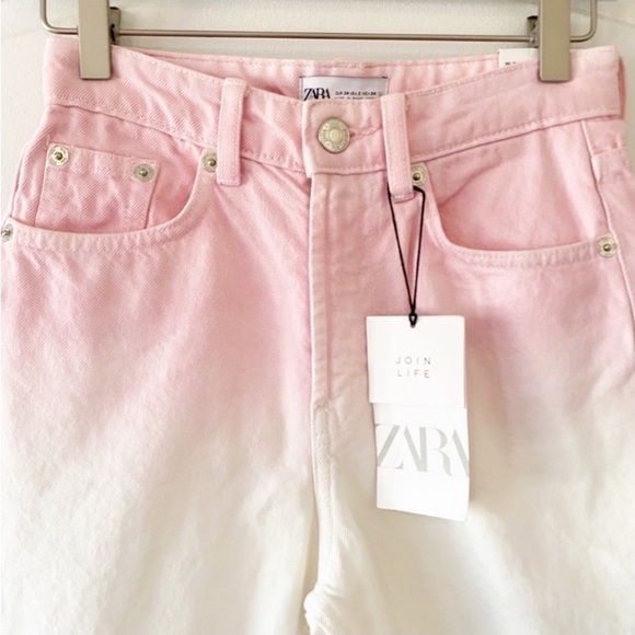 ZARA Pink White Ombré Denim Bermuda Shorts NEW Y2K Dad - Picture 5 of 8